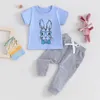 Set di abbigliamento per neonati per neonati outfit pasquota stampa stampare maglietta a maniche corte top pantaloni da jogger per bambini