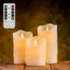 3 Pcs Flickering Flameless Pillar LED Candle with Remote Night Light Led Wax Easter Wedding Decoration Lighting 240417