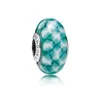 Teal Plaid 925 Sterling Silver Murano Lighting Fit Charms Beads Bracelet Jewelry 791625 DIYファッションギフトビーズ