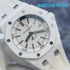 Pulro de movimento AP Relógio Royal Oak Offshore Series 15707CB White Ceramic Mens Watch com cor azul e branca correspondente ao relógio mecânico automático 42mm