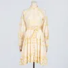 416 XL 2024 Milan Runway Dress SPring Summer Long Sleeve White Yellow Womens Dress Fashion High Quality boka