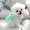 Hundekleidung grüne Haustier Schlinge Sommer dünne Teddy-Weste kleiner Cartoon T-Shirt Bichon Frise Atmungsfreie Kleidung Produkte