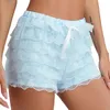 Shorts femininos femininos abóbora babou bloomers sweet lace com barro de laço