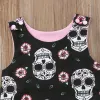 Pieces un solo Halloween Skull Birbh Boys Floral Boys Girls Grenfer Sleeveless Groving Abbo