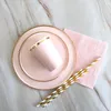 Pink Gold Party Disponertable Table Provise Champagne Paper Cup Plate Strå TERPKINS Birthday Carnival Wedding Decor Kids Supplies 240411
