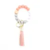 Party Favor Sile Keychains Tassel Wood Beads Bracelet Keyring Pendant For Women Accessories Supplies Drop Delivery Home Garden Festive Otv7T