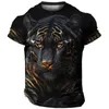 T-shirty męskie duże męskie T-shirt 3D Tiger Print Tees Tops Summer Casual Mens Animal Wzory T-SHIRT Szybka sucha moda odzież2404