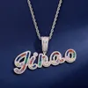 Hip Hop Custom A-Z Signature Colorful T Zircon Letters Namn Pendant Necklace