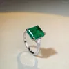 Ringos de cluster VINREGEM 10 12 mm 9ct Emerald Gemstone Cocktail Party Ring for Women Vintage 925 Sterling Silver Wedding noivado Fine Fine