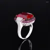 Кластерные кольца 925 стерлинговой серебряный циркон ювелирные изделия 12х16 мм с большой овальной формой зеленое красное рубиновое кольцо для женщин