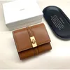 Wallets Brand Design 2024 Fashion Simple Black Short Wallet Classic Multi-card Slot Tri-fold Bag Leather Mini