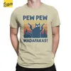 Camisetas masculinas vintage retro preto gato pew madafakas homens t camisetas criativas camiseta de camiseta curta de manga curta camiseta de pescoço de algodão puro T240425