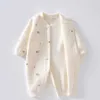 Rompers mousseline pasgeboren jumpsuit cartoon beer lange mouwen baby rompers voor jongensmeisjes herfst kleding baby outfit peuter onesie 0-18m d240425