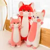 Plush Dolls Big Size Kawaii Cat Red Fox Plush Toy Soft Cute Animal Doll Stuffed Long Pillow Bed Cushion Decor for Baby Girls Birthday GiftsL2404