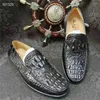 Chaussures décontractées authentiques vraies vraies crocodiles peau masculine mocassins doux alligator en cuir exotique masculin chic mâle