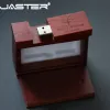 Drives Jaster USB Flash Drives Drewniane pudełko Pamięć Stick Bezpłatne pióro Square Pendrive 128 GB 64 GB Creative Wedding Gift
