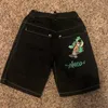 Shorts masculinos JNCO Padrão de personalidade do desenho animado Design de verão de grandes dimensões Denim vintage para homens y2k hip-hop High Street Baggy Pant