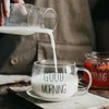 Lettre de gobelers en verre transparent tasse créative café thé à thé dessert petit-déjeuner tasses de lait manipuler les cadeaux de couples de bois H240425