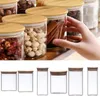 Storage Bottles Spice Glass Jars With Bamboo Lid Tea Coffee Candy Transparent Sealed Can Home Miscellaneous Grain High Borosilicate Split