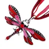 Pendant Necklaces Vintage Crystal Dragonfly Silk Ribbon Necklace Creative Design Metal Insect For Women Accessories Jewelry