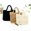 Drawstring Hollowed Out Straw Weaving Handbag Tote For Women Vintage Large Capacity Solid Women's Bag Totes Designer Seaside Beach Bags