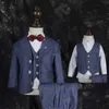 Anzüge Hochzeitsanzug für Jungen Kinder formelle Jakcet -Weste Hosen Bowtie 4pcs Geburtstagsanzug Kinder Foto Kleider Performance Show Kostüm