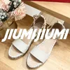 Sandalen Jiumijiumi handgefertigte Frau Schuhe Leder Plattform Festkeile Abdeckungen Schnalle Gurt Niete Dekor präzise