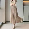 Saias de moda de moda coreana Longa verão uma linha vintage preto rosa alta cintura elástica midi maxi real pos