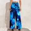 Damesbroeken NAUTISCHE JELLIES Print Blue Jellyfish Trendy brede vrouwelijke oversized esthetische aangepaste rechte broek