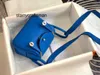 Designer tas ldy l linndies honing mini washroef hand gestikt blauw koe lederen patroon kruisleer