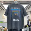 Męskie koszulki mężczyźni mężczyźni kobiety Vintage ciężka tkanina rhude pudełko Perspektywa lekko luźne topy wielokolorowe logo ładne t-shirt rhude rhude t221202 2108