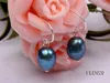 Boucles d'oreilles à goujons bijoux de perles uniques 8 à 9 mm de paon bleu en forme d'eau douce en forme d'eau douce