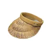 Visors niche tassel empty top large brimmed straw hat parent-child sun protection hairband style Bohemian trend H240425