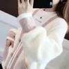 Magliette da donna Autumn inverno in inverno coreano Sweet Elegant Fashion Patchwork Magion Women Wash Casual All-Match Knitting Cardigan Coat