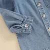 Kids Shirts Mode 1-6Y Jungen Denim Shirts Jacke Langschläfe Lampenknopf Schließung Taschendekor Casom Streetwear Außentopsl2404