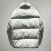 2023 Seasonal New Stand Collar Triangle Tricolor Solid Color Down Jacket European Size