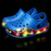 Sandals Summer Children Hole Sandals LED Lighted Flashing Light Shoes Boys Girls Beach Sandals Kids Breathable Fashion Sneakers 240423