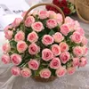 Декоративные цветы 10 головы гладкие, чтобы прикоснуться к симуляции розово -цветочные пографии для реквизита для вечеринок