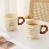 Tumblers 400ml French Style Mug Ceramic Personality Goblet Office Coffee Cup Home Milk Water Oatmeal Breakfast Cups Fine Gift H240425