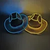 Chapeaux à bord large chapeau seau de seau d'été sans fil fluorescent chapeau brillant LED Light Up Paille Cowboy Cap Luminal Costume Costume de plage