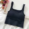 Women's Tanks Seamless Crop Top Women Underwear Wire-Free U-Shaped Camisole Wide Straps Striped Solid Bralette Lingerie One-Piece Tube Tops