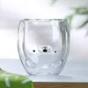 Tumblers Creative Cute Bear Double Layer Coffee Cup Glass Paper Box Animal Milk Ladies Cat Duck Dog Christmas Gift H240425