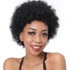 Korta pixie peruker för svarta kvinnor mänskligt hår afro kinky lockigt peruk brasiliansk jungfru pixie klippt peruk människohår med lugg 150% densitet ingen spets främre bob peruker