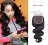 Brésilien Virgin Hair 5x5 Lace Fermeure Natural Color Body Wave Five by Five Fertures with Baby Hair 1224inch Part3769788