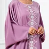 Etnische kleding Vrouwen kleedt Katoen en linnen Abayas O-Neck vaste moslim om losse grote Arabische eenvoud losse moslim te pendelen