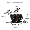 Klockor 3D Wall Clock Creative Diy Coffee Cup Fashion Clocks Modern Design Akryl Mirror Cup Mute Clocks Living Room Home Decor