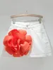 Jupes Street Wear Flower High Taim Denim Jupe courte pour les femmes A-Line Y2K Cool Girl Buttock Wrap Hip 2024 Summer x843