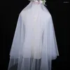 Bridal Welle Pearls Long Sheer Wedding Veil 2 -poziomowy Kaplica Długość krawędzi Kościa Miękkie akcesoria do panny młodej V64