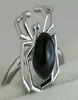2019 New Spider Silver Rings 925 Sterling Silver Natural Black Sapphire Ring Personalized Women Wedding Party Jewelry3304526