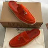 Loro Piano LP Lente/Zomer OEM 22 schoenen Dames Deersin Muller Schoenen Kwamen Pijslijsten gewikkeld halve slippers